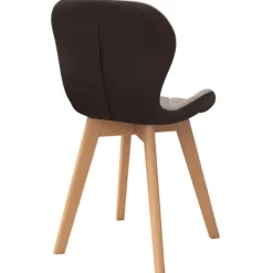Lot de 4 chaises bi-matière en tissu et PU marron et taupe pour salle à manger