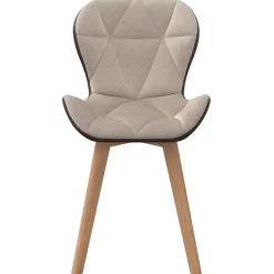 Lot de 4 chaises bi-matière en tissu et PU marron et taupe pour salle à manger