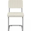 Lot de 4 chaises cantilever en velours côtelé beige et pied métal
