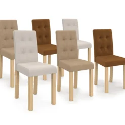Lot de 6 chaises capitonnées scandinaves en tissu mix color