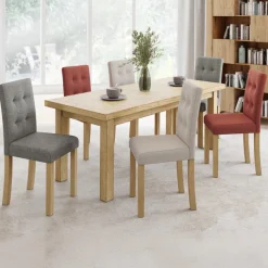 Lot de 6 chaises capitonnées mix color gris, terracotta et beige