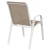 Lot de 4 chaises de jardin métal et textilène empilables blanc et beige