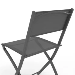 Lot de 6 chaises de jardin pliantes gris anthracite en métal et textilène