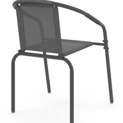 Lot de 4 chaises de jardin métal et textilène empilables gris anthracite