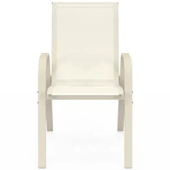 Lot de 6 chaises de jardin métal et textilène empilables beige