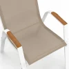 Lot de 4 chaises de jardin métal et textilène empilables blanc et bois