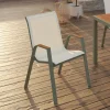 Lot de 6 chaises de jardin métal et textilène empilables vert et bois
