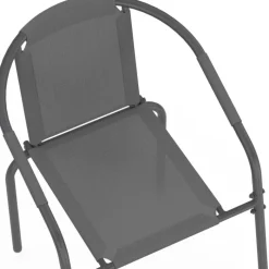Lot de 6 chaises de jardin métal et textilène empilables gris anthracite