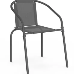 Lot de 6 chaises de jardin métal et textilène empilables gris anthracite