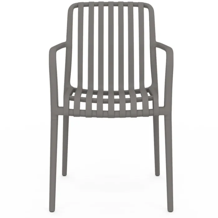 Lot de 4 chaises de jardin empilables en polypropylène gris anthracite