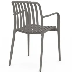 Lot de 4 chaises de jardin empilables en polypropylène gris anthracite