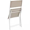 Lot de 6 chaises de jardin pliantes métal et textilène blanc et beige