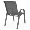 Lot de 4 chaises de jardin empilables en métal gris anthracite et textilène