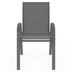 Lot de 4 chaises de jardin empilables en métal gris anthracite et textilène