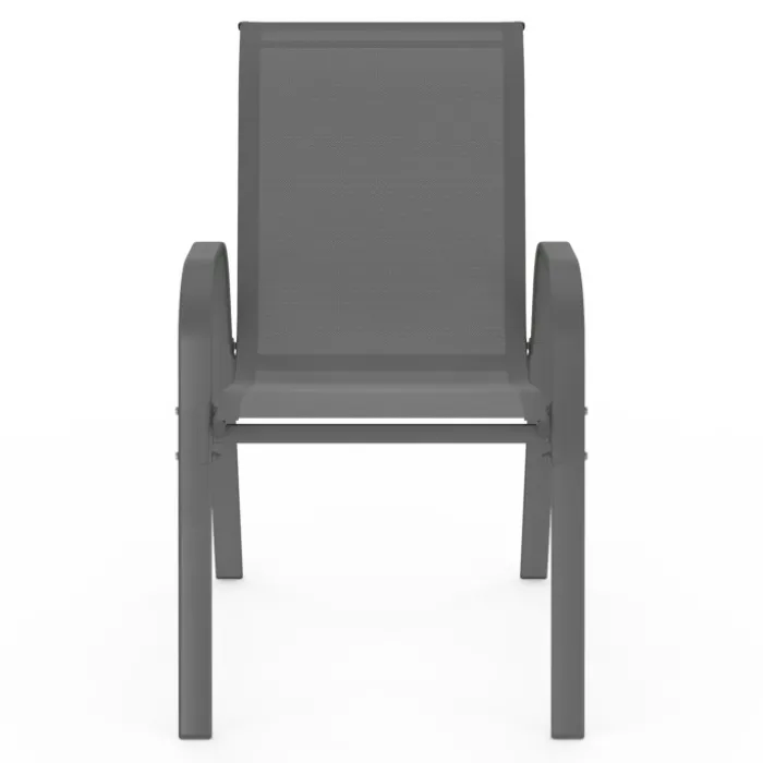 Lot de 4 chaises de jardin empilables en métal gris anthracite et textilène