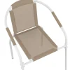 Lot de 4 chaises de jardin métal et textilène empilables blanc et beige