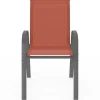Lot de 4 chaises de jardin métal et textilène empilables terracotta