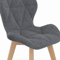 Lot de 6 chaises de salle à manger matelassées en tissu gris foncé