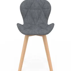 Lot de 6 chaises de salle à manger matelassées en tissu gris foncé
