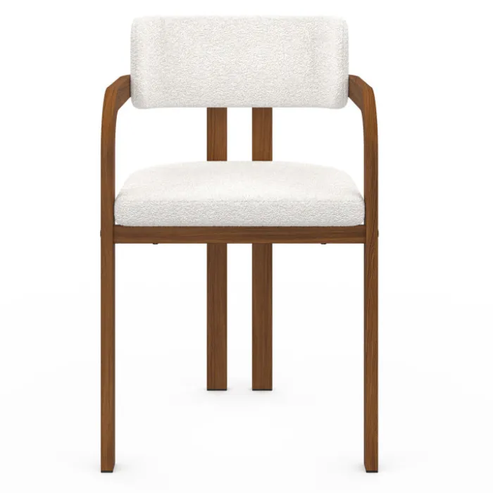 Lot de 2 chaises de salle à manger, fauteuils de table en métal effet noyer et tissu bouclette avec accoudoirs