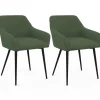 Lot de 2 chaises de salle à manger, fauteuils de table en velours côtelé vert kaki