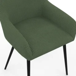 Lot de 2 chaises de salle à manger, fauteuils de table en velours côtelé vert kaki