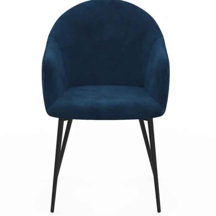 Lot de 2 chaises de salle à manger design en velours bleu canard