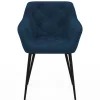 Lot de 2 chaises de salle à mangers velours bleu canard