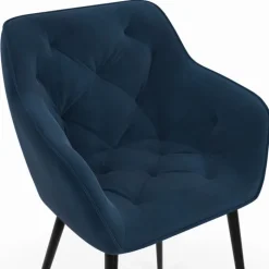 Lot de 2 chaises de salle à mangers velours bleu canard