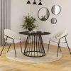 Lot de 2 chaises de salle à manger en velours côtelé beige et pieds métal noir