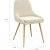 Lot de 4 chaises de salle à manger en velours beige avec demi-accoudoirs
