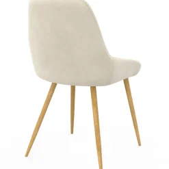 Lot de 4 chaises de salle à manger en velours beige avec demi-accoudoirs