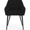 Lot de 2 chaises de salle à manger, fauteuils de table en velours côtelé noir