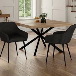 Lot de 2 chaises de salle à manger, fauteuils de table en velours côtelé noir