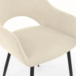 Lot de 2 chaises de salle à manger en velours crème