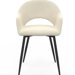 Lot de 2 chaises de salle à manger en velours crème