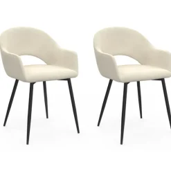 Lot de 2 chaises de salle à manger en velours crème