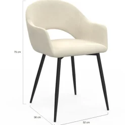 Lot de 2 chaises de salle à manger en velours crème