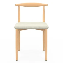 Lot de 6 chaises en imitation bois et assise en tissu beige pour salle à manger