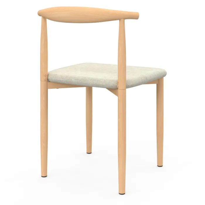 Lot de 6 chaises en imitation bois et assise en tissu beige pour salle à manger