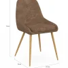 Lot de 6 chaises en tissu chenille mix color taupe x2, beige x2, marron x2 et pieds effet bois avec accoudoirs
