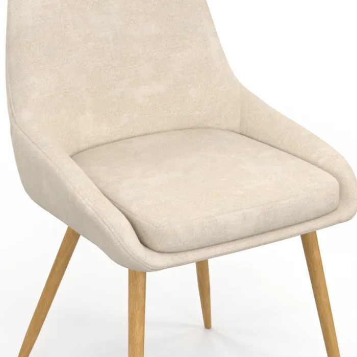 Lot de 6 chaises en tissu chenille mix color taupe x2, beige x2, marron x2 et pieds effet bois avec accoudoirs