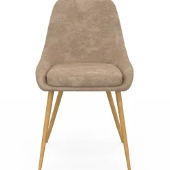 Lot de 6 chaises en tissu chenille mix color taupe x2, beige x2, marron x2 et pieds effet bois avec accoudoirs
