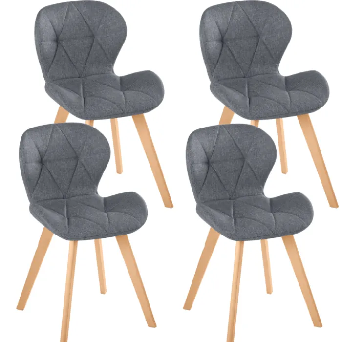 Lot de 4 chaises en tissu gris foncé design pour salle à manger