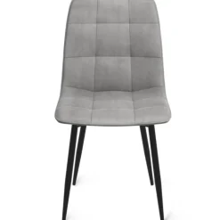 Lot de 6 chaises en velours gris clair matelassé