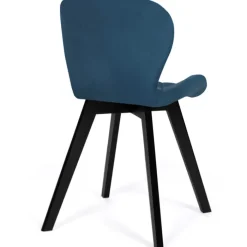 Lot de 6 chaises en velours avec assises matelassées bleu, gris et jaune