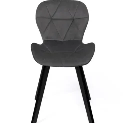 Lot de 6 chaises en velours avec assises matelassées bleu, gris et jaune