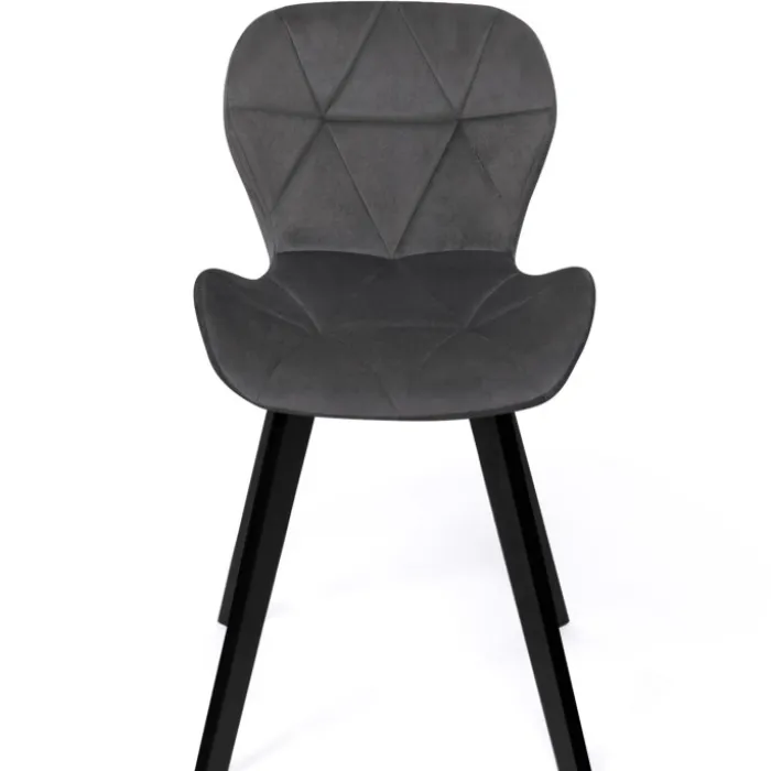 Lot de 6 chaises en velours avec assises matelassées bleu, gris et jaune