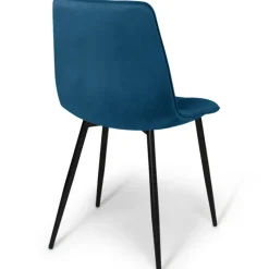 Lot de 6 chaises en velours bleu x2, jaune, gris clair et gris foncé x2 matelassé
