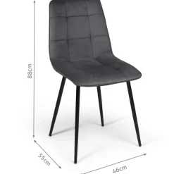 Lot de 6 chaises en velours bleu x2, jaune, gris clair et gris foncé x2 matelassé